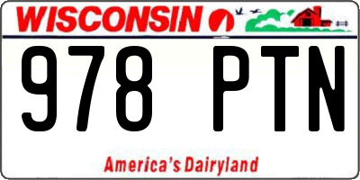 WI license plate 978PTN