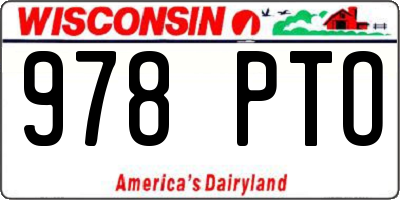 WI license plate 978PTO