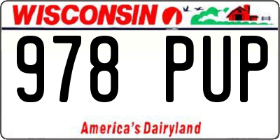 WI license plate 978PUP
