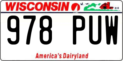 WI license plate 978PUW