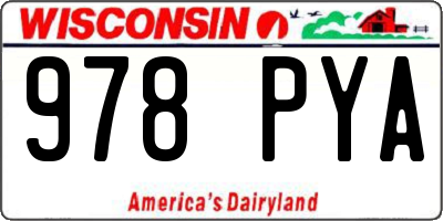 WI license plate 978PYA
