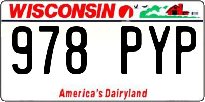 WI license plate 978PYP