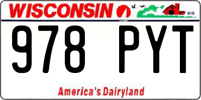 WI license plate 978PYT
