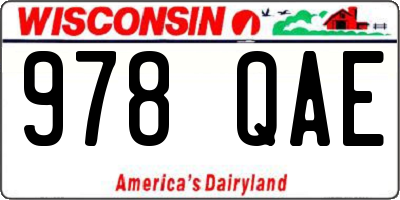 WI license plate 978QAE