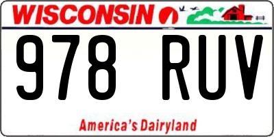 WI license plate 978RUV