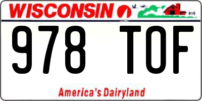 WI license plate 978TOF