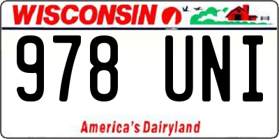 WI license plate 978UNI