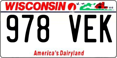 WI license plate 978VEK