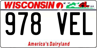 WI license plate 978VEL