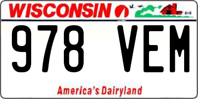 WI license plate 978VEM