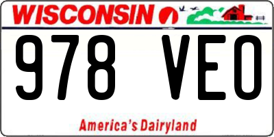 WI license plate 978VEO