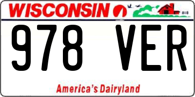 WI license plate 978VER