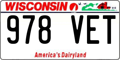 WI license plate 978VET
