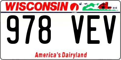 WI license plate 978VEV