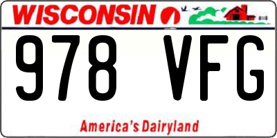 WI license plate 978VFG
