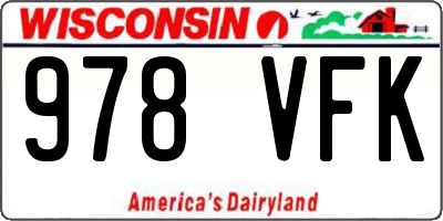 WI license plate 978VFK