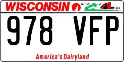 WI license plate 978VFP