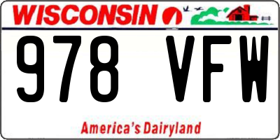 WI license plate 978VFW