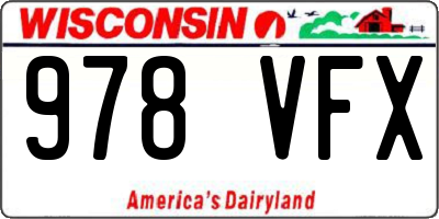 WI license plate 978VFX