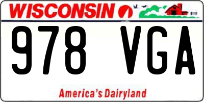 WI license plate 978VGA
