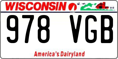 WI license plate 978VGB