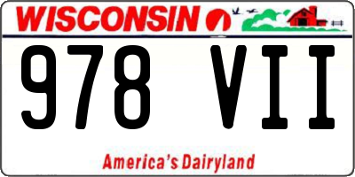 WI license plate 978VII
