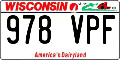 WI license plate 978VPF