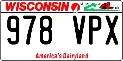 WI license plate 978VPX