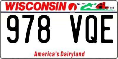 WI license plate 978VQE