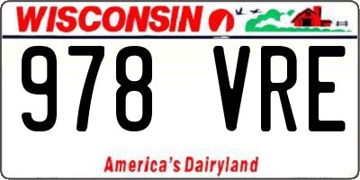 WI license plate 978VRE
