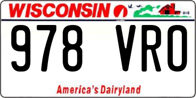 WI license plate 978VRO