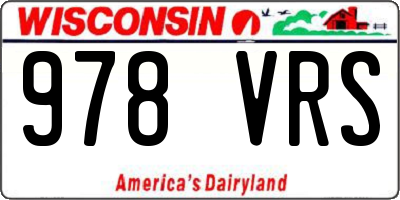 WI license plate 978VRS