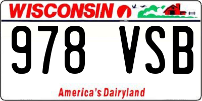 WI license plate 978VSB