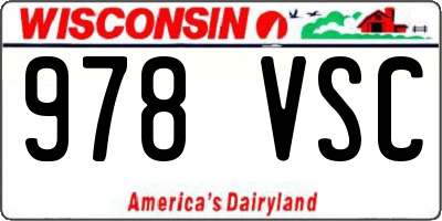 WI license plate 978VSC