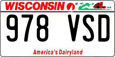 WI license plate 978VSD