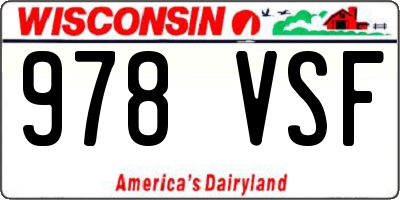 WI license plate 978VSF