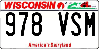 WI license plate 978VSM