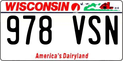 WI license plate 978VSN