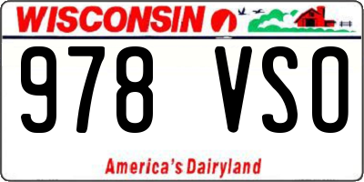 WI license plate 978VSO