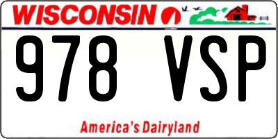 WI license plate 978VSP