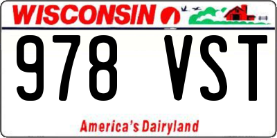 WI license plate 978VST