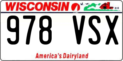 WI license plate 978VSX
