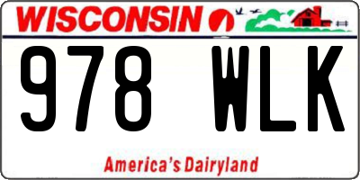 WI license plate 978WLK