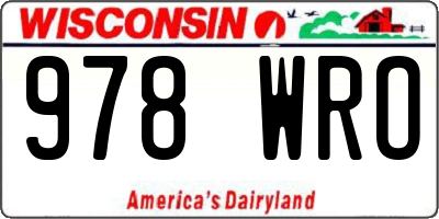 WI license plate 978WRO