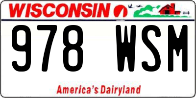 WI license plate 978WSM