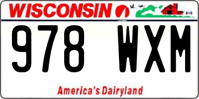 WI license plate 978WXM
