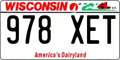 WI license plate 978XET