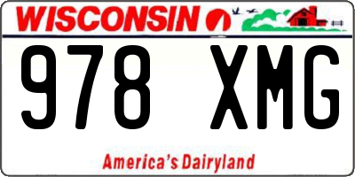 WI license plate 978XMG