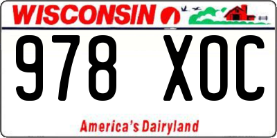 WI license plate 978XOC