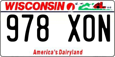 WI license plate 978XON